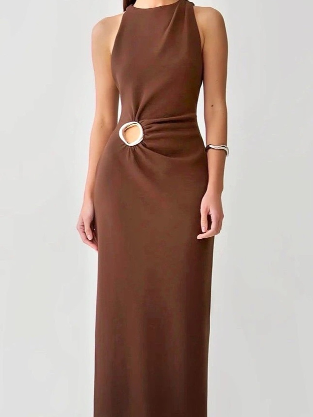 MESHKI Maylin Hardware Maxi Dress Dark Chocolate